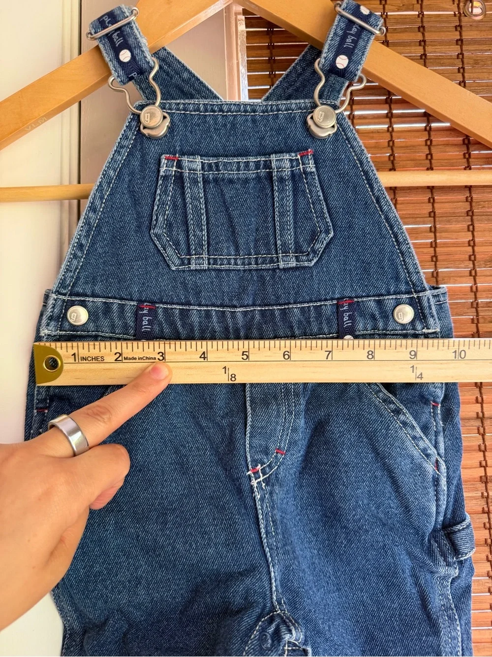 Vintage 2002 Gymboree Play Ball Baby Denim Shortalls 3-6M Baseball Overalls